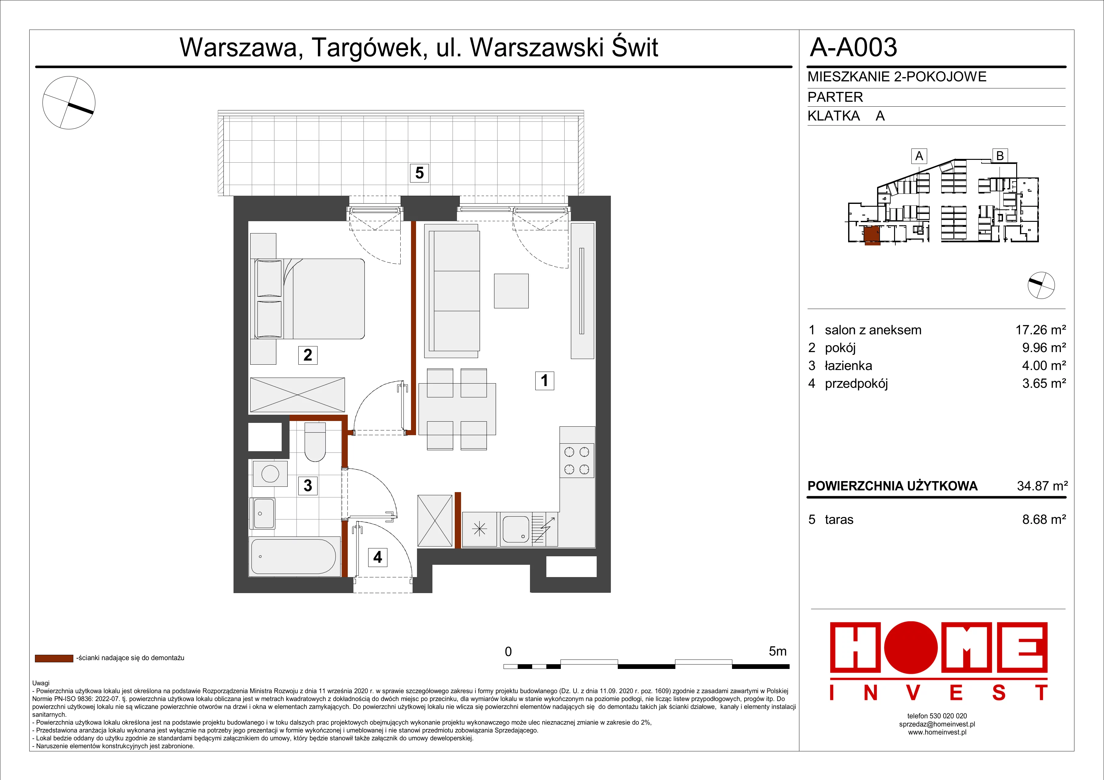 Mieszkanie 34,87 m², parter, oferta nr A-A003, Warszawski Świt, Warszawa, Targówek, Bródno, ul. Warszawski Świt 5