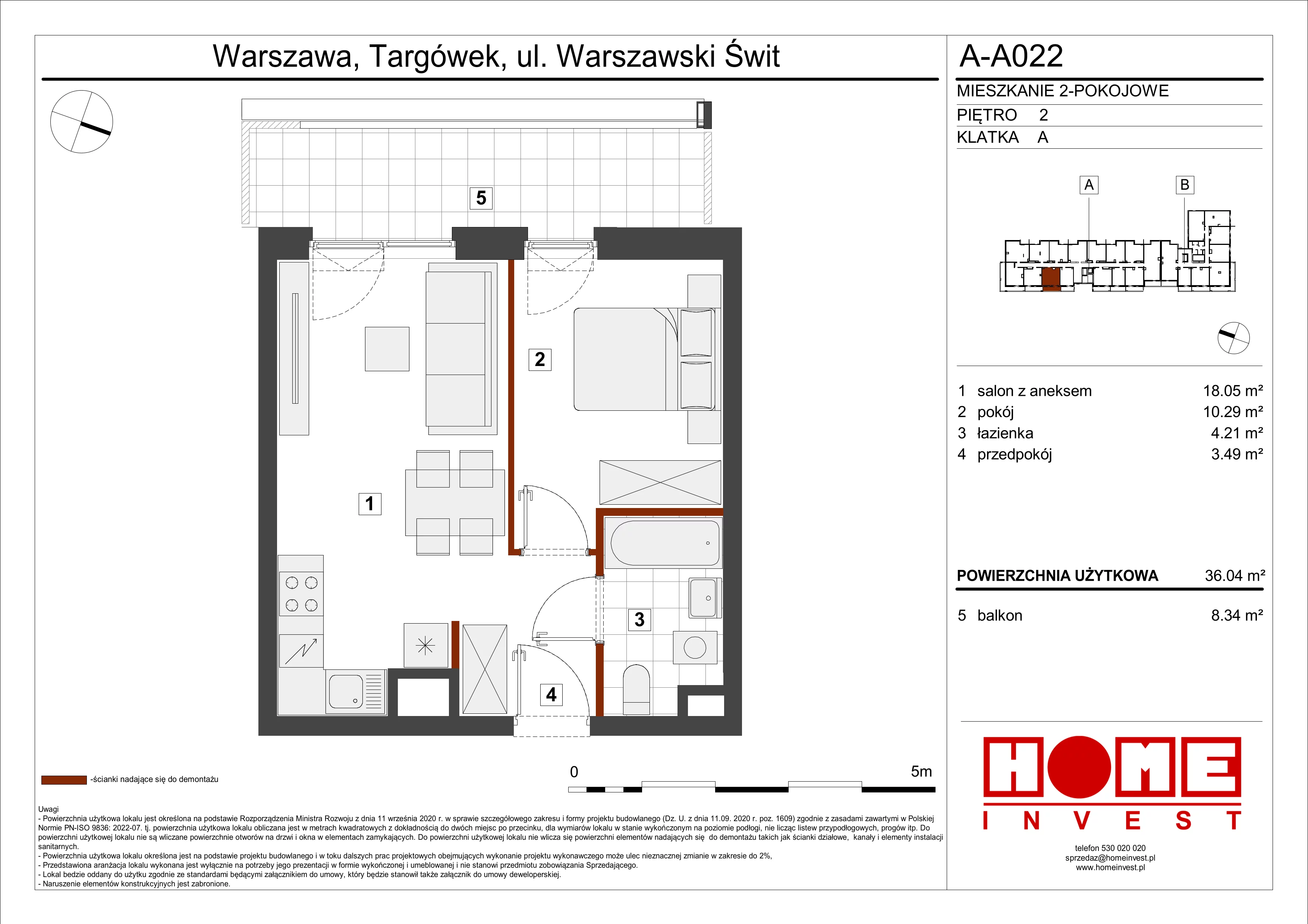 Mieszkanie 36,04 m², piętro 2, oferta nr A-A022, Warszawski Świt, Warszawa, Targówek, Bródno, ul. Warszawski Świt 5