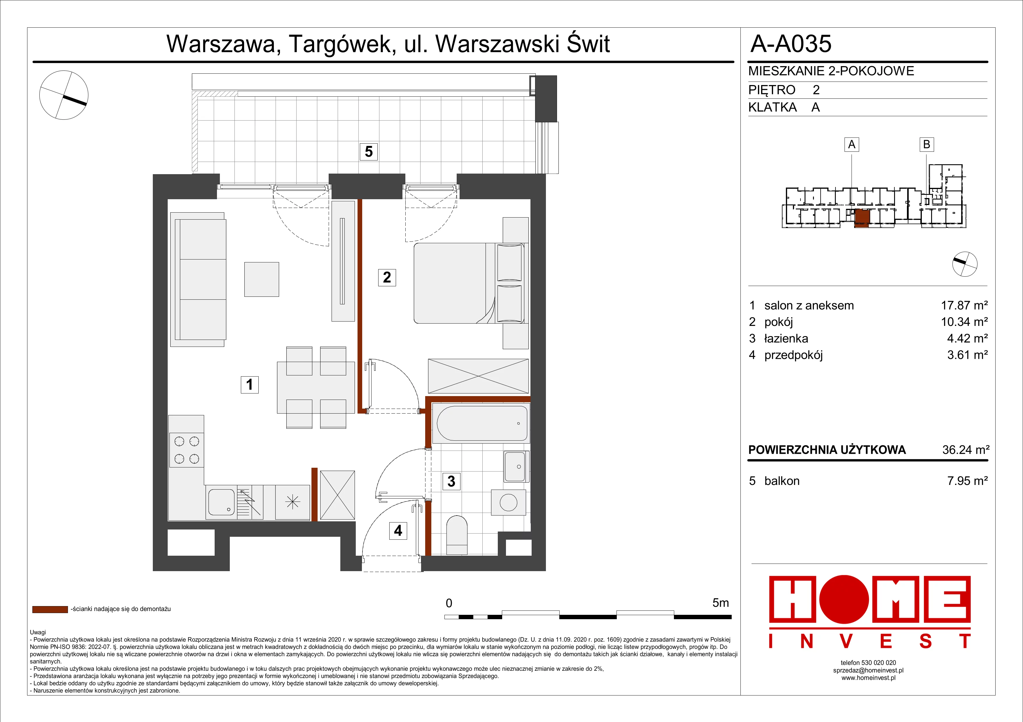 Mieszkanie 36,24 m², piętro 2, oferta nr A-A035, Warszawski Świt, Warszawa, Targówek, Bródno, ul. Warszawski Świt 5