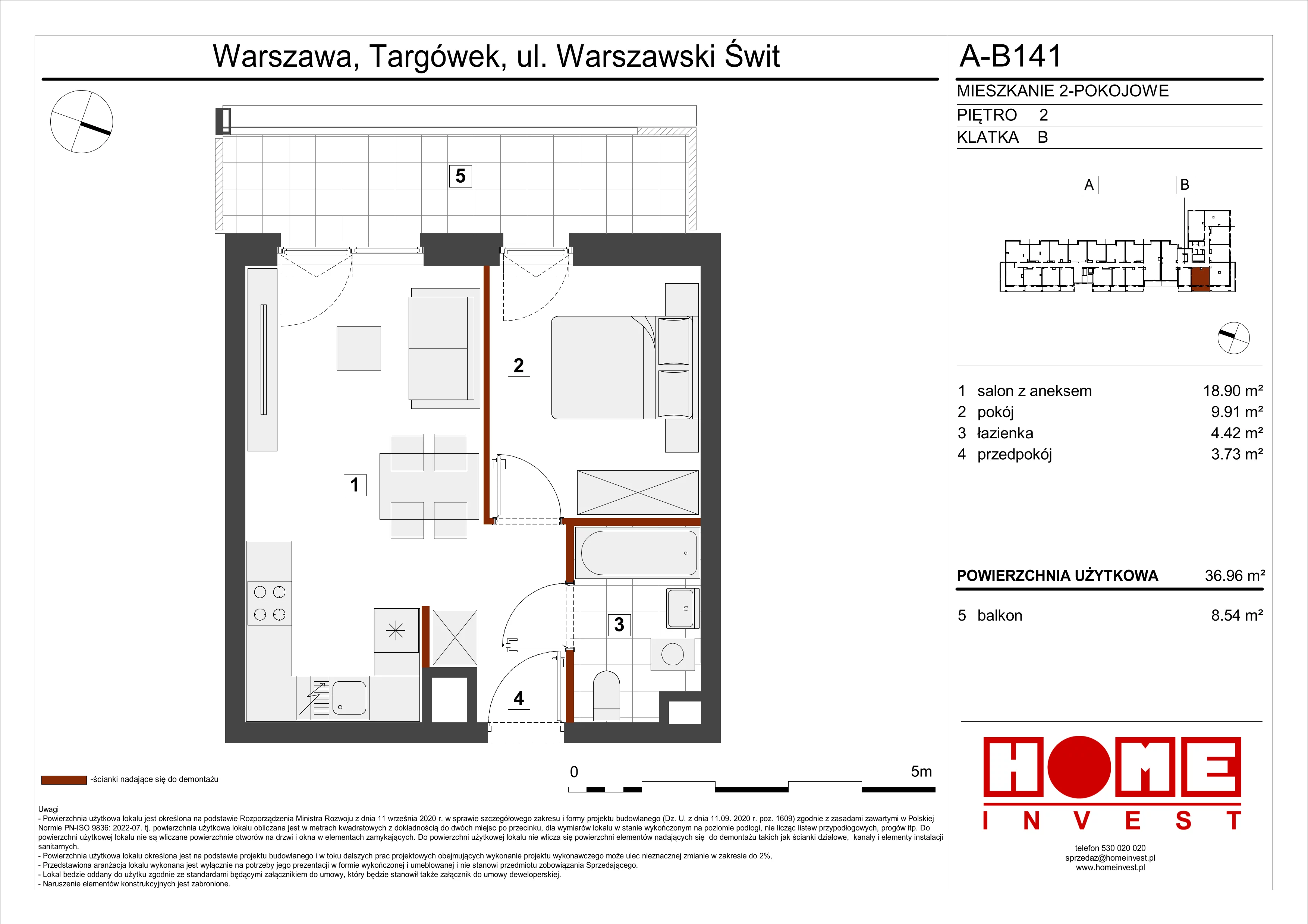 Mieszkanie 36,96 m², piętro 2, oferta nr A-B141, Warszawski Świt, Warszawa, Targówek, Bródno, ul. Warszawski Świt 5