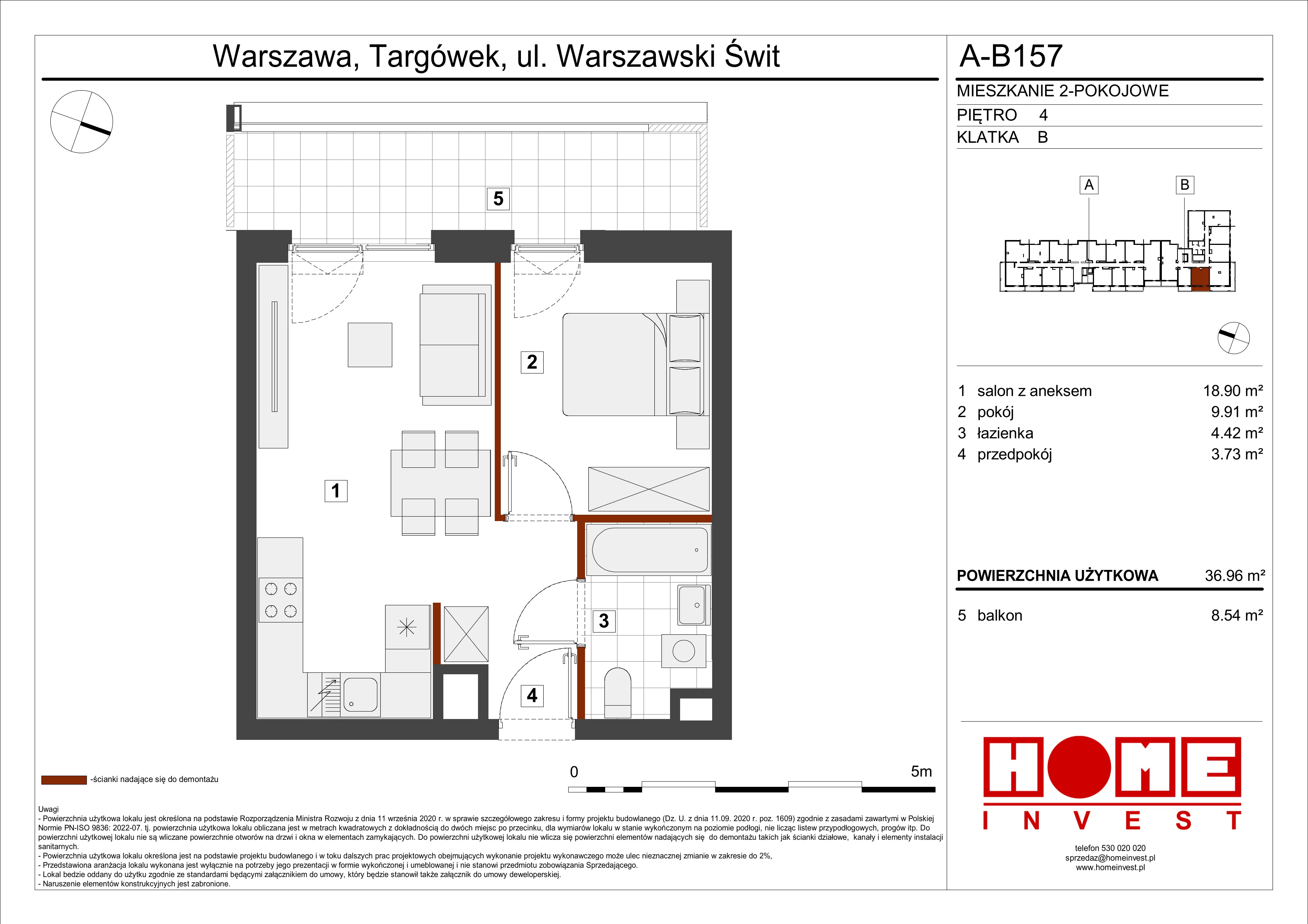 Mieszkanie 36,96 m², piętro 4, oferta nr A-B157, Warszawski Świt, Warszawa, Targówek, Bródno, ul. Warszawski Świt 5