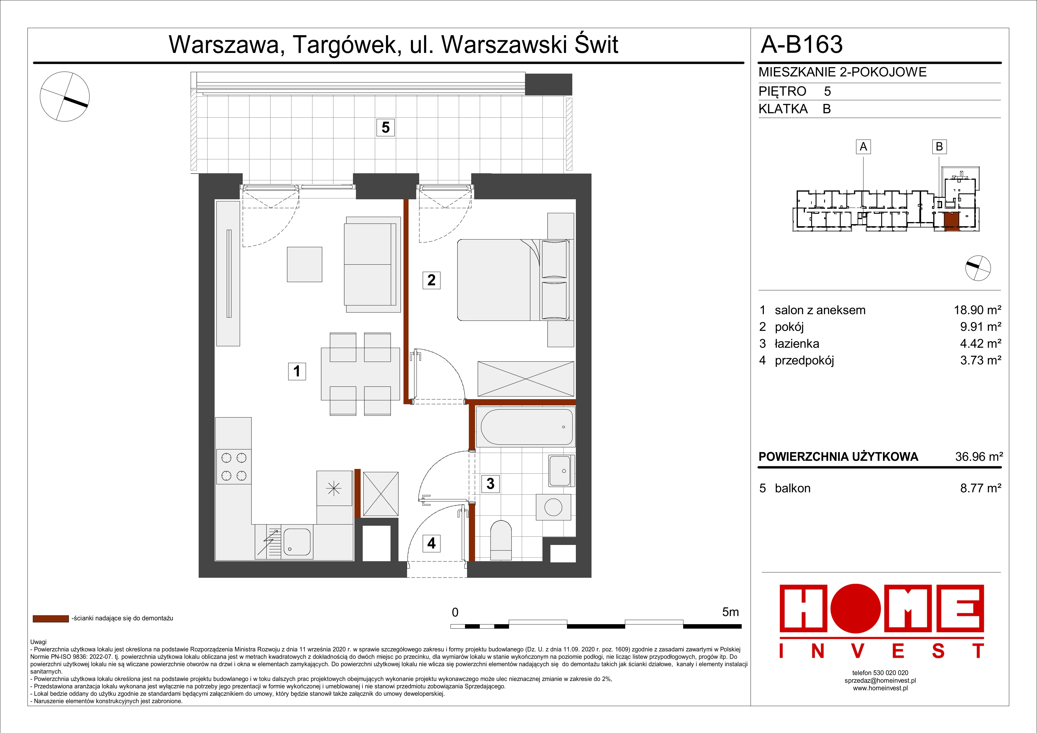 Mieszkanie 36,96 m², piętro 5, oferta nr A-B163, Warszawski Świt, Warszawa, Targówek, Bródno, ul. Warszawski Świt 5