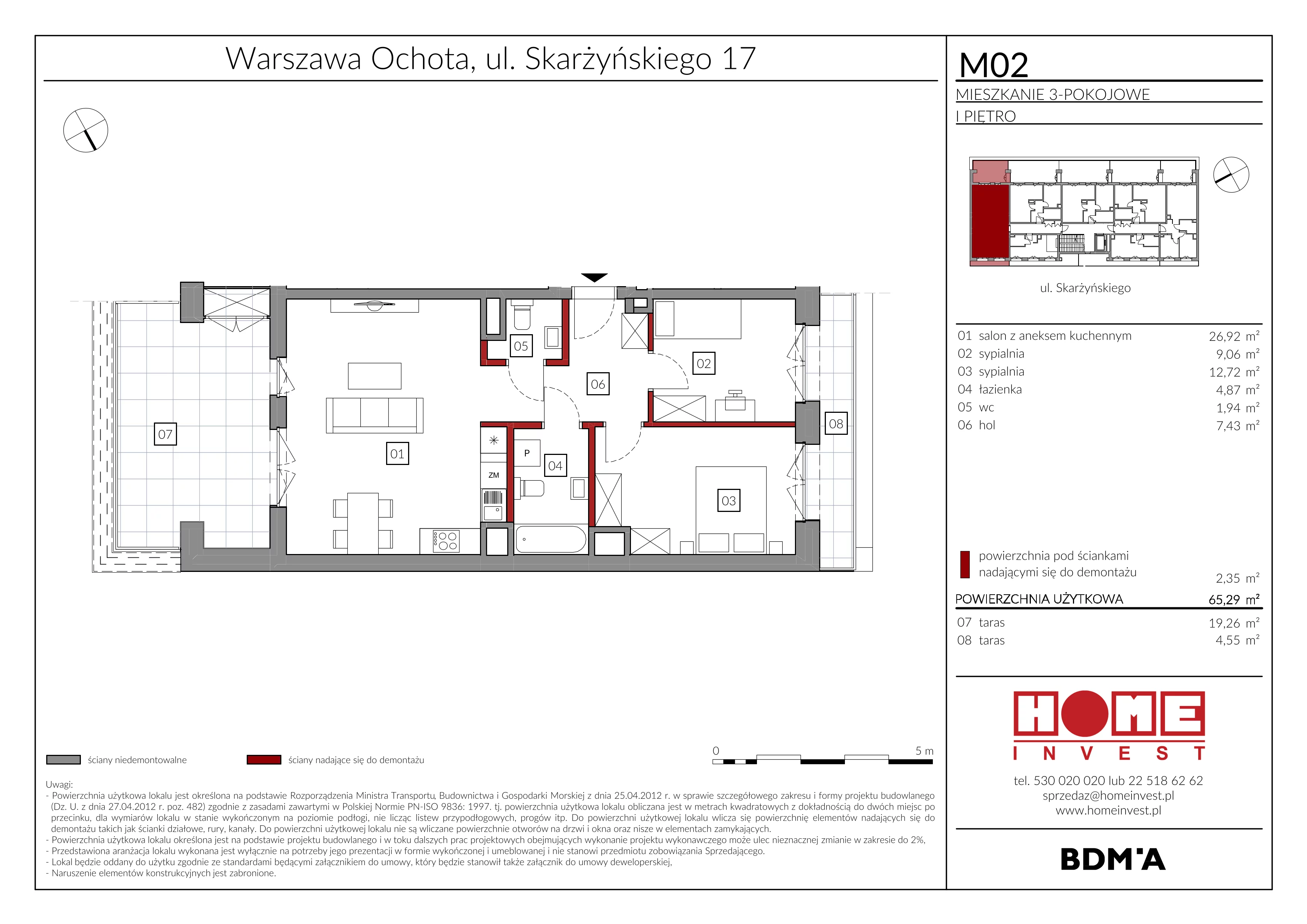 Mieszkanie 65,29 m², piętro 1, oferta nr M02, Rezydencja Ochota, Warszawa, Ochota, Szczęśliwice, ul. Skarżyńskiego 17