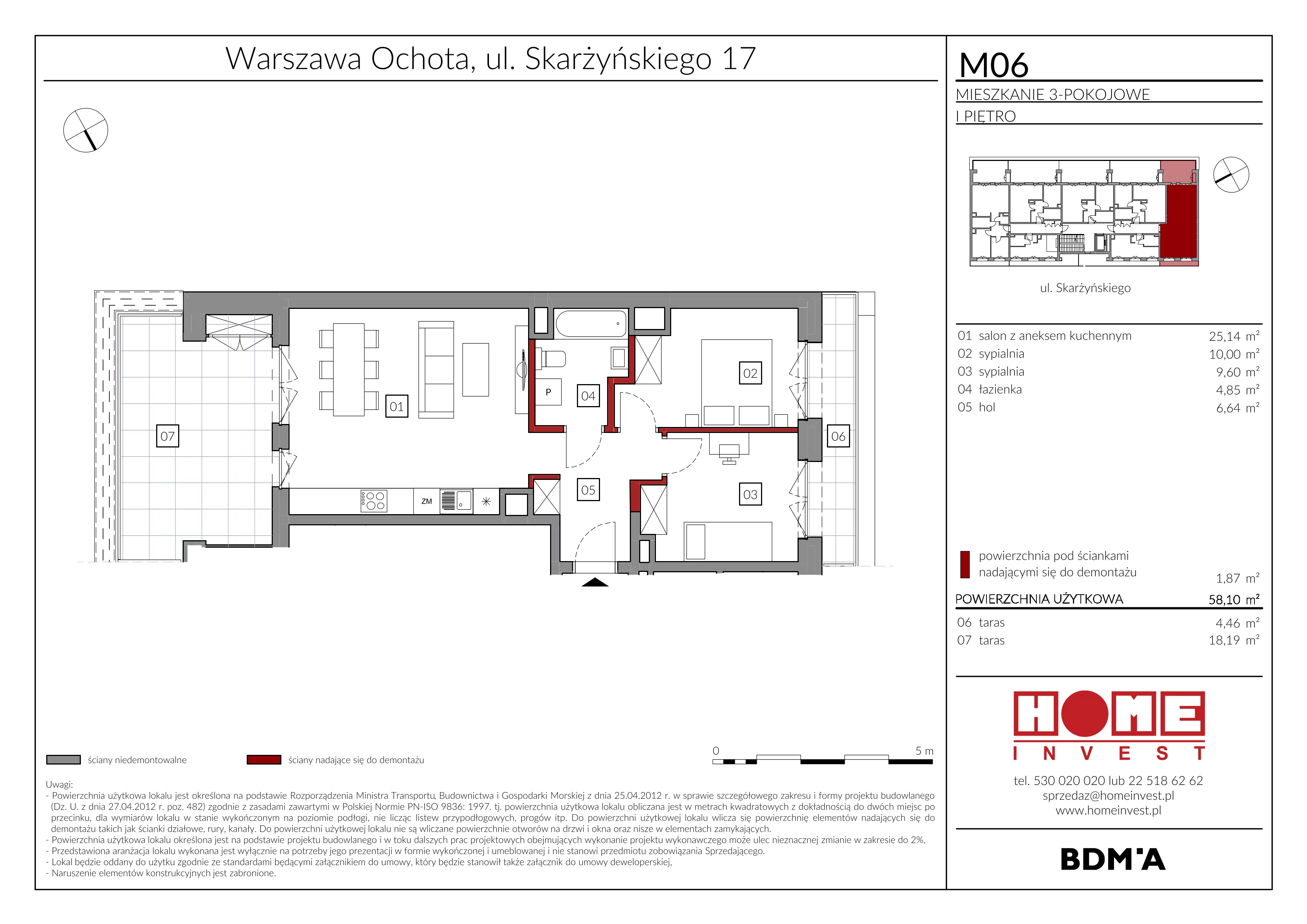 Mieszkanie 58,10 m², piętro 1, oferta nr M06, Rezydencja Ochota, Warszawa, Ochota, Szczęśliwice, ul. Skarżyńskiego 17