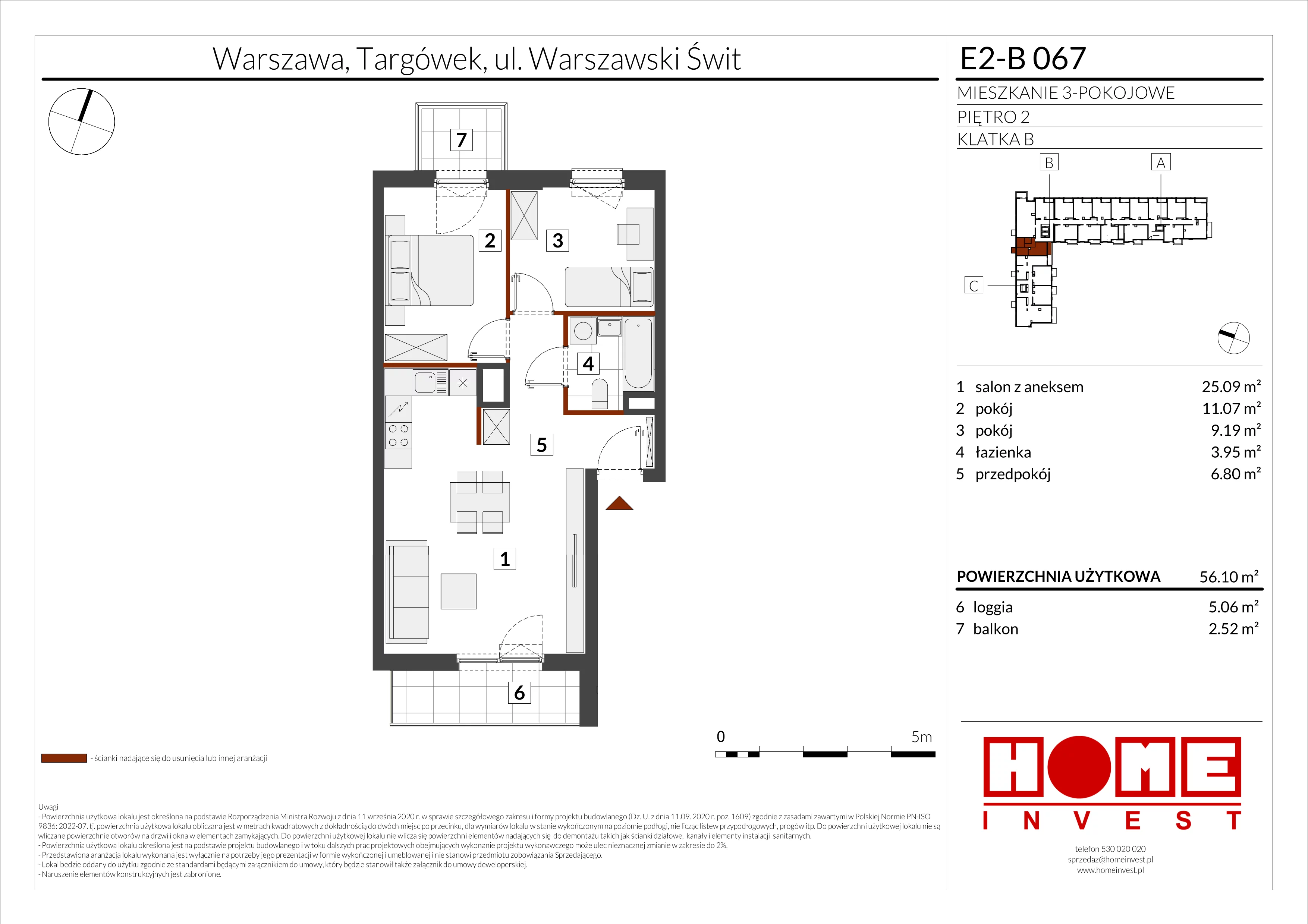 3 pokoje, mieszkanie 56,10 m², piętro 2, oferta nr E2-B067, Warszawski Świt Etap XI, Warszawa, Targówek, Bródno, ul. Warszawski Świt