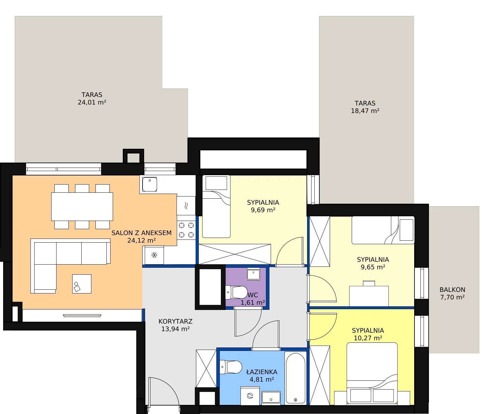 Zalety mieszkania 74.07 m², A-B166