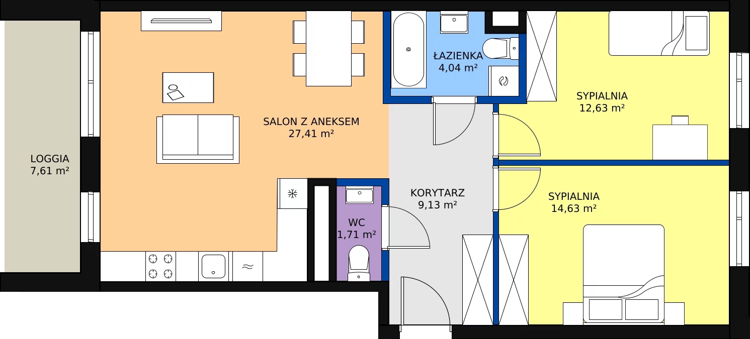 3 pokoje, mieszkanie 71,86 m², piętro 2, oferta nr B32, Apartamenty Oszmiańska II, Warszawa, Targówek, Targówek Mieszkaniowy, ul. Oszmiańska 20, 22