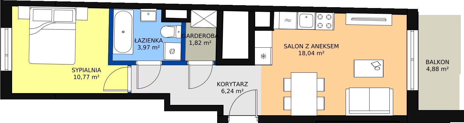 2 pokoje, mieszkanie 41,98 m², piętro 5, oferta nr C81, Apartamenty Oszmiańska II, Warszawa, Targówek, Targówek Mieszkaniowy, ul. Oszmiańska 20, 22