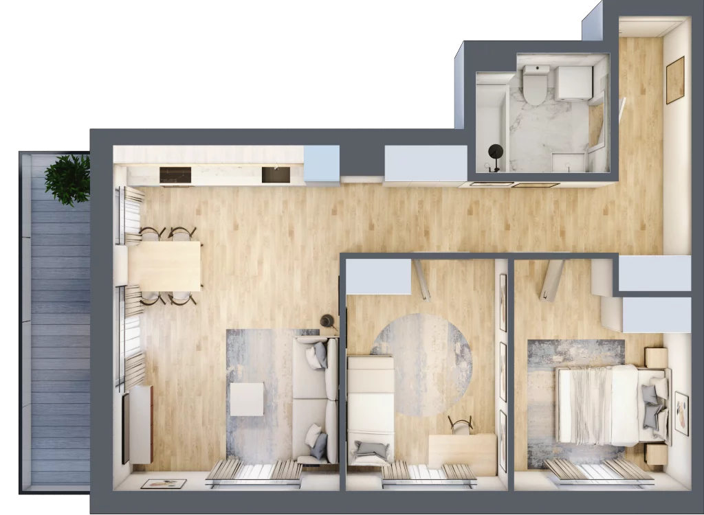 3 pokoje, mieszkanie 62,85 m², piętro 1, oferta nr A05, Przystań Żerań, Warszawa, Białołęka, Żerań, ul. Morelowa 13
