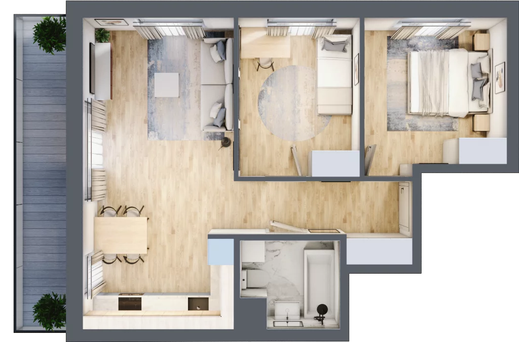 3 pokoje, mieszkanie 58,80 m², piętro 3, oferta nr A14, Przystań Żerań, Warszawa, Białołęka, Żerań, ul. Morelowa 13