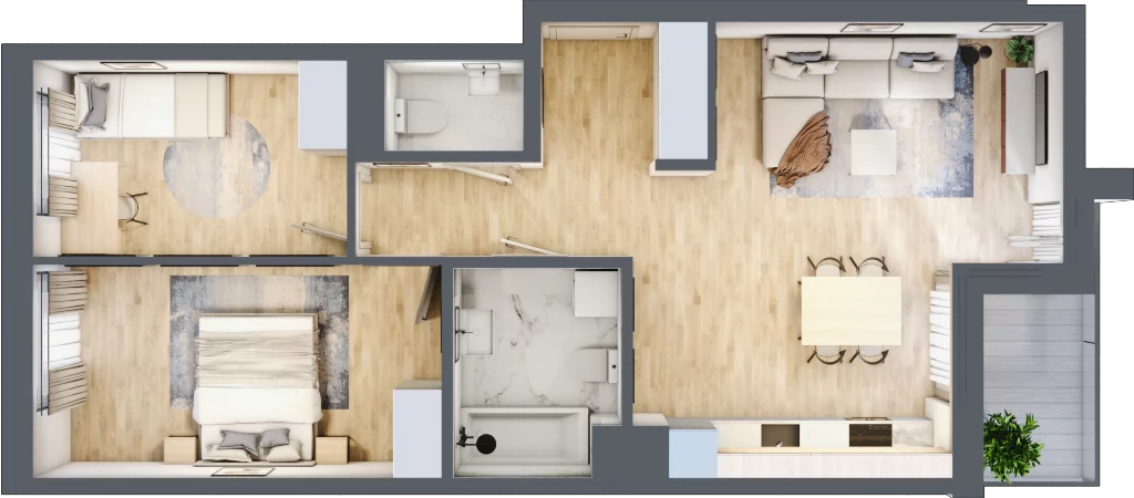 3 pokoje, mieszkanie 64,60 m², piętro 1, oferta nr B26, Przystań Żerań, Warszawa, Białołęka, Żerań, ul. Morelowa 13