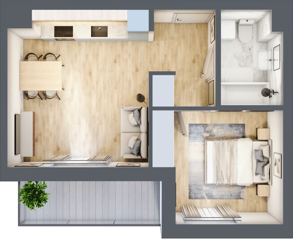 2 pokoje, mieszkanie 38,40 m², piętro 1, oferta nr B32, Przystań Żerań, Warszawa, Białołęka, Żerań, ul. Morelowa 13