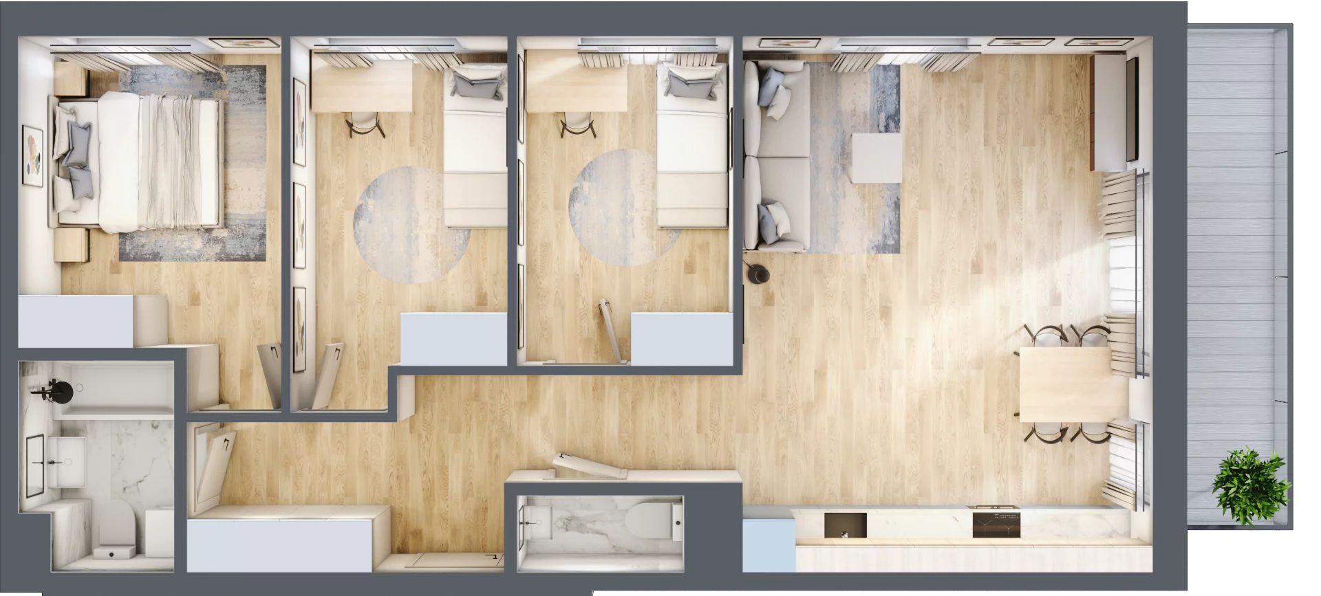 4 pokoje, mieszkanie 77,78 m², piętro 3, oferta nr B43, Przystań Żerań, Warszawa, Białołęka, Żerań, ul. Morelowa 13