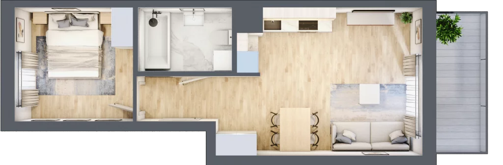 2 pokoje, mieszkanie 41,65 m², piętro 2, oferta nr C65, Przystań Żerań, Warszawa, Białołęka, Żerań, ul. Morelowa 13