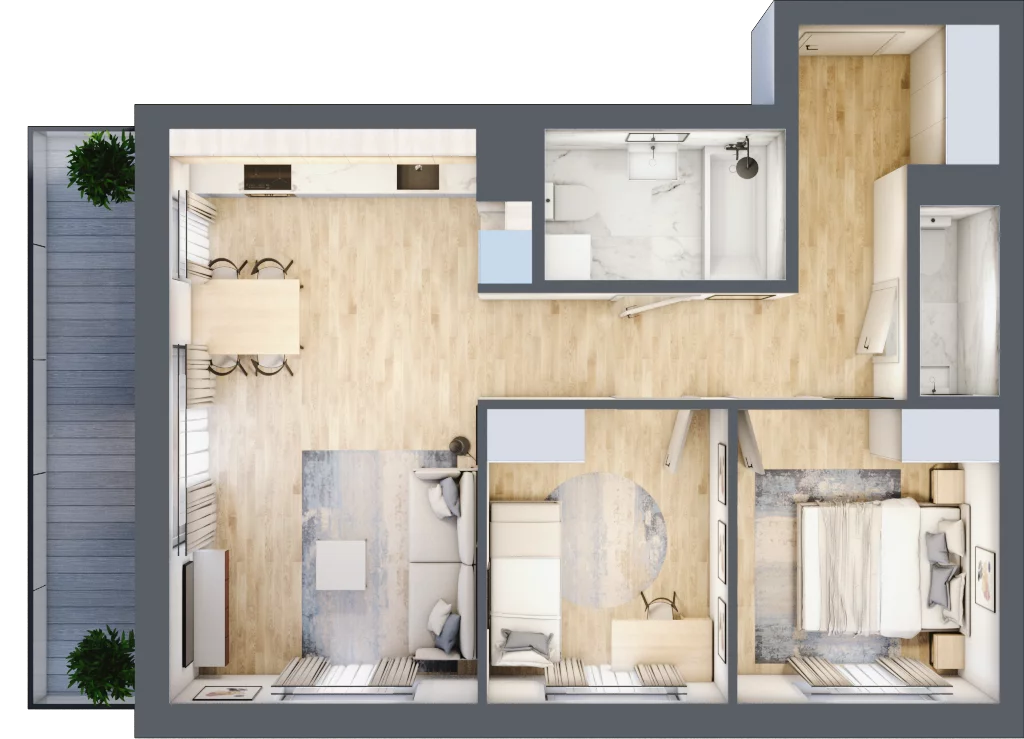 3 pokoje, mieszkanie 62,12 m², piętro 4, oferta nr C74, Przystań Żerań, Warszawa, Białołęka, Żerań, ul. Morelowa 13