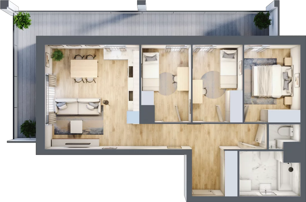 4 pokoje, mieszkanie 70,44 m², piętro 1, oferta nr B1, Warszawski Świt Etap VIII, Warszawa, Targówek, Bródno, ul. Warszawski Świt 5