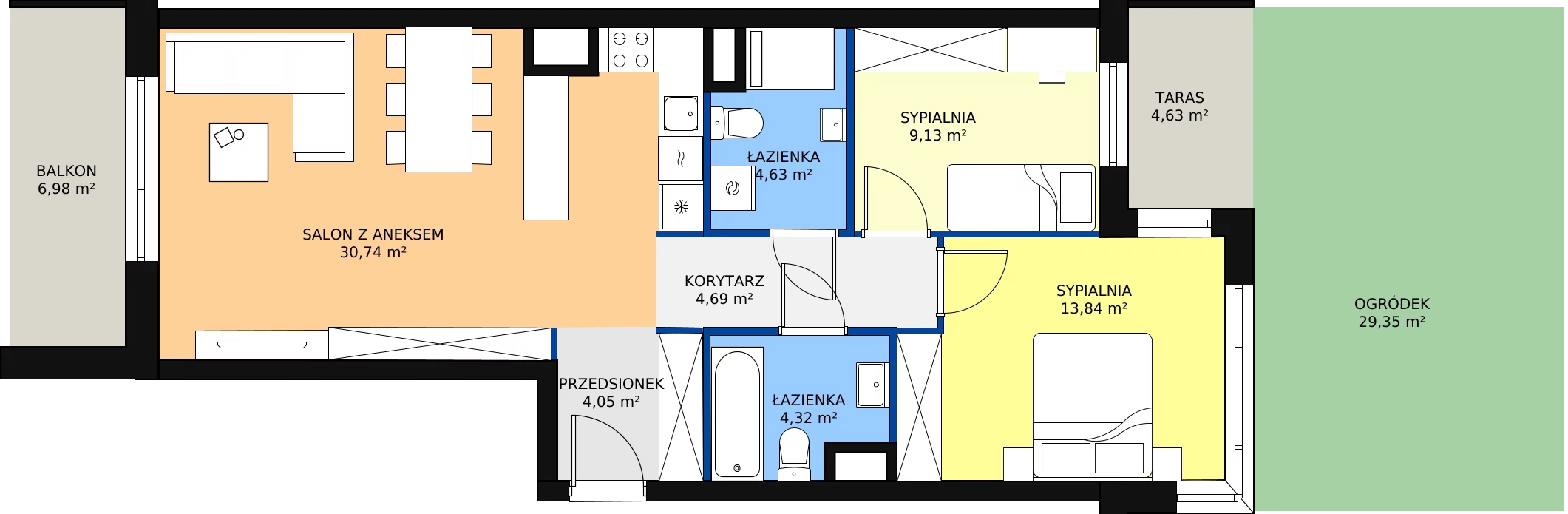 Zalety mieszkania 71.4 m², B1 - B062
