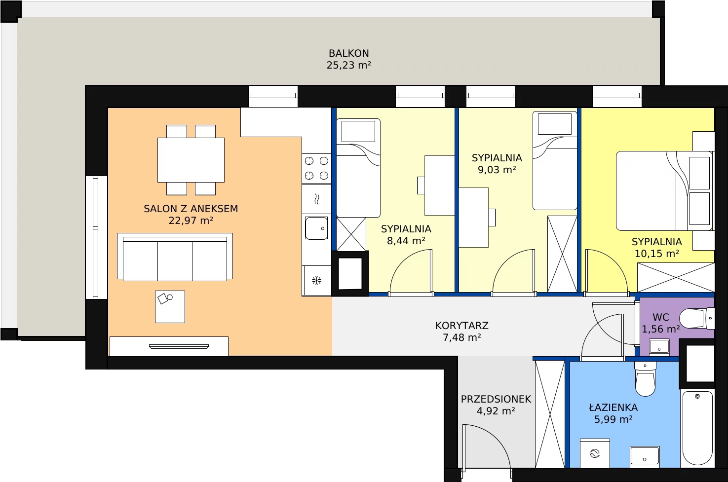Zalety mieszkania 70.54 m², B1 - A010