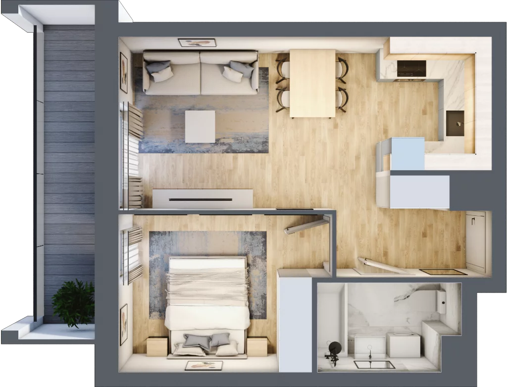 2 pokoje, mieszkanie 39,05 m², piętro 2, oferta nr B1, Warszawski Świt Etap VIII, Warszawa, Targówek, Bródno, ul. Warszawski Świt 5