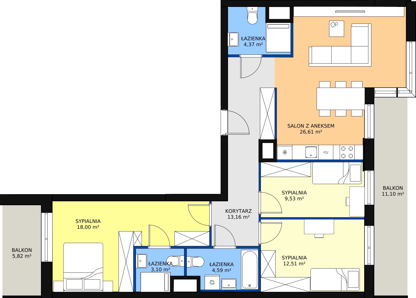 Zalety mieszkania 91.87 m², B1 - A014