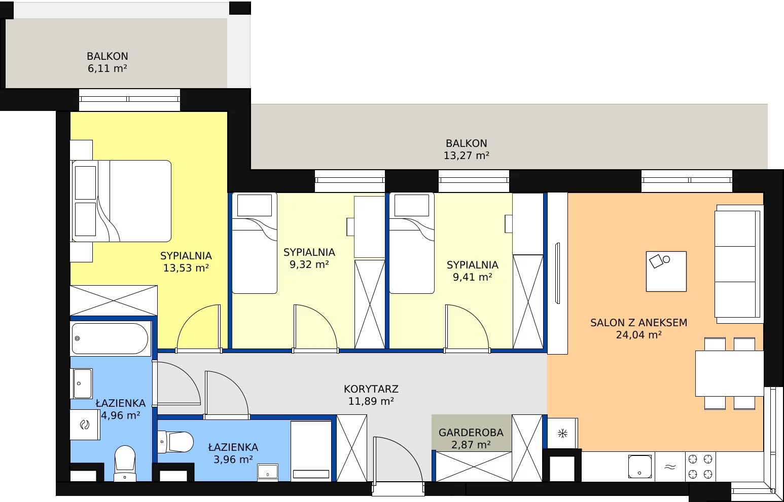 Zalety mieszkania 79.98 m², B1 - A016