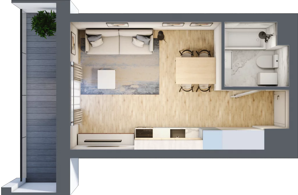 1 pokój, mieszkanie 25,95 m², piętro 3, oferta nr B1, Warszawski Świt Etap VIII, Warszawa, Targówek, Bródno, ul. Warszawski Świt 5
