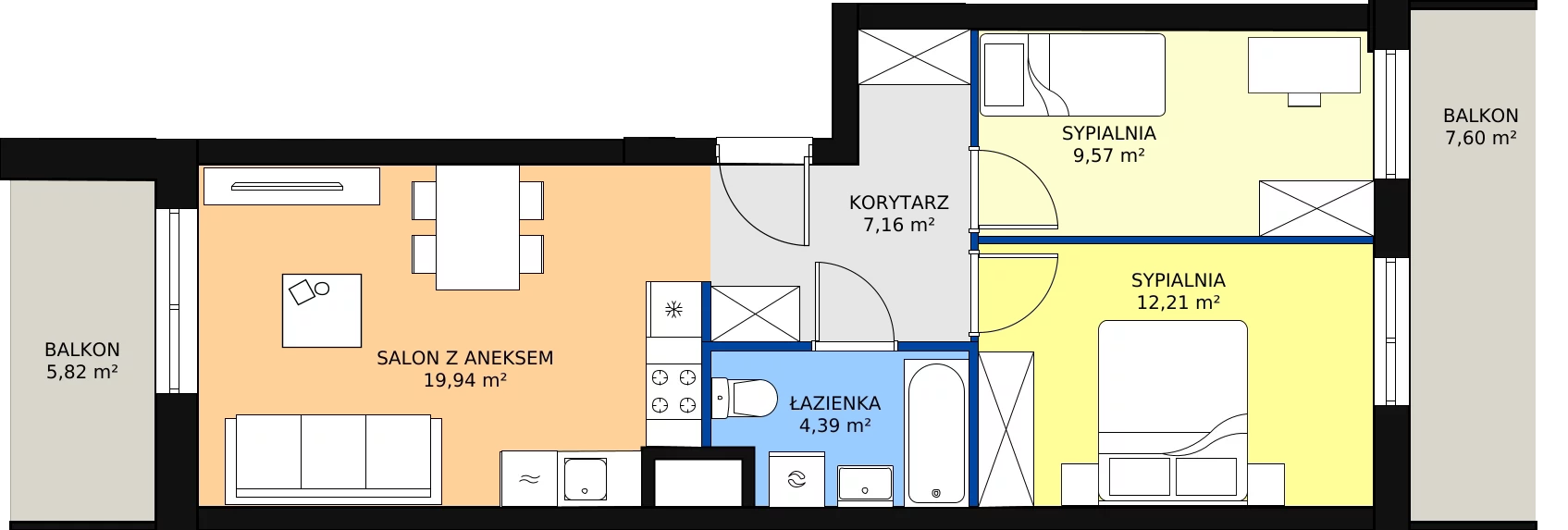Zalety mieszkania 53.27 m², B1 - A029