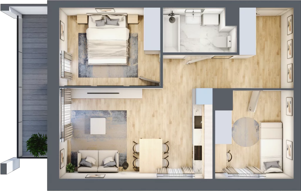 3 pokoje, mieszkanie 51,44 m², piętro 4, oferta nr B1, Warszawski Świt Etap VIII, Warszawa, Targówek, Bródno, ul. Warszawski Świt 5