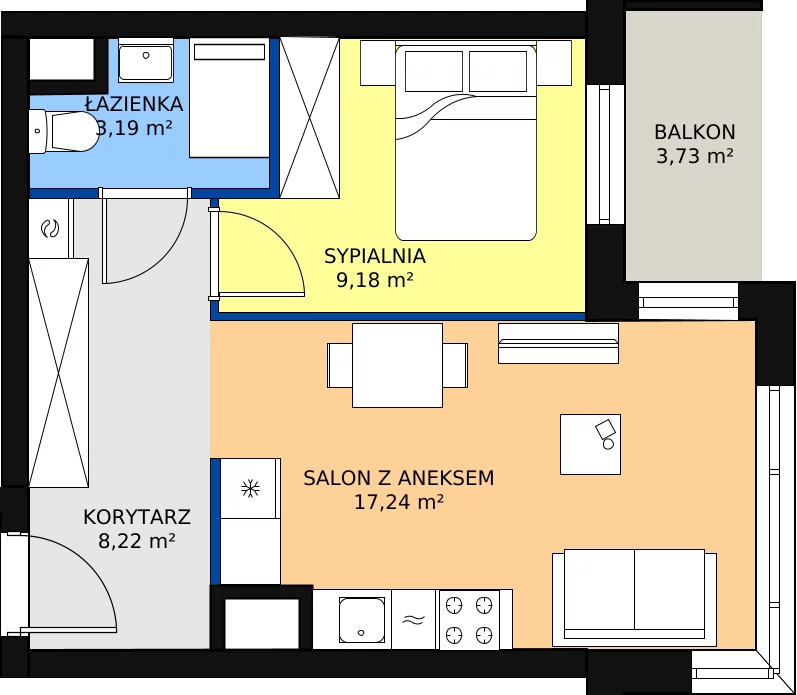 Zalety mieszkania 37.81 m², B1 - B101