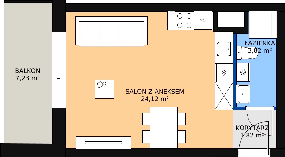 Zalety mieszkania 29.76 m², B1 - B102