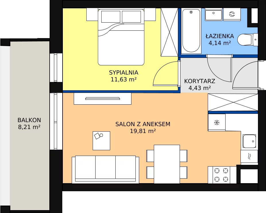 Zalety mieszkania 40.01 m², B1 - B105