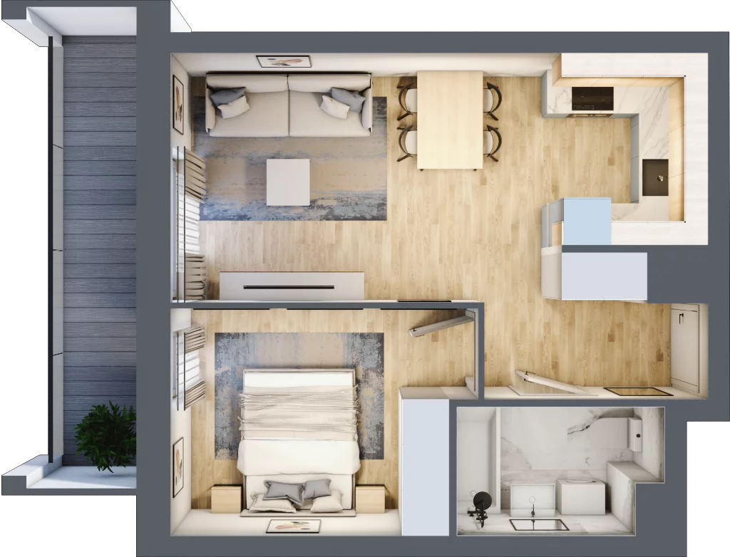 2 pokoje, mieszkanie 39,05 m², piętro 6, oferta nr B1, Warszawski Świt Etap VIII, Warszawa, Targówek, Bródno, ul. Warszawski Świt 5