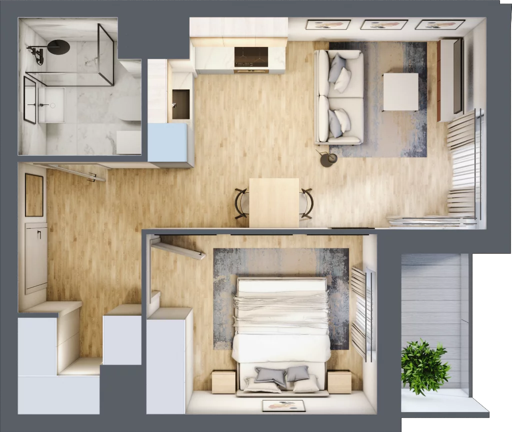 2 pokoje, mieszkanie 38,03 m², piętro 6, oferta nr B1, Warszawski Świt Etap VIII, Warszawa, Targówek, Bródno, ul. Warszawski Świt 5