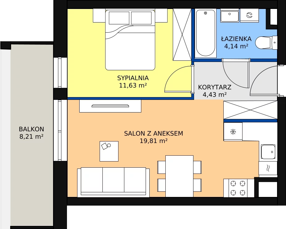 Zalety mieszkania 40.01 m², B1 - B116