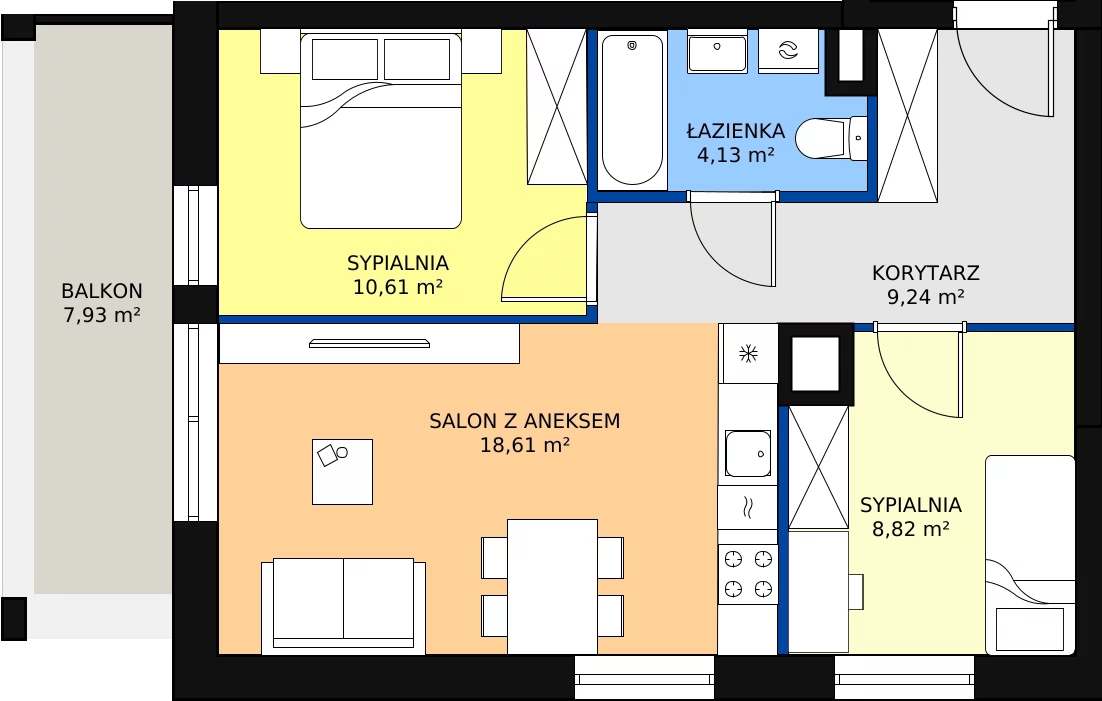 Zalety mieszkania 51.44 m², B1 - B119
