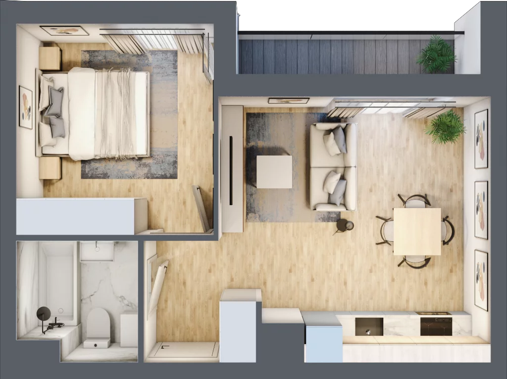 2 pokoje, mieszkanie 36,70 m², piętro 6, oferta nr B1, Warszawski Świt Etap VIII, Warszawa, Targówek, Bródno, ul. Warszawski Świt 5