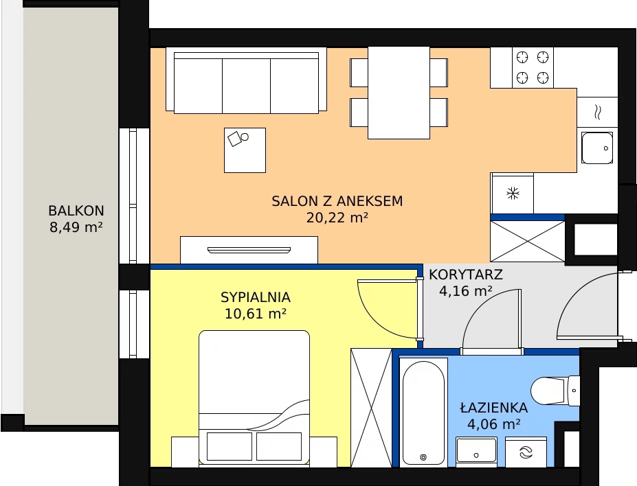 Zalety mieszkania 39.05 m², B1 - A050