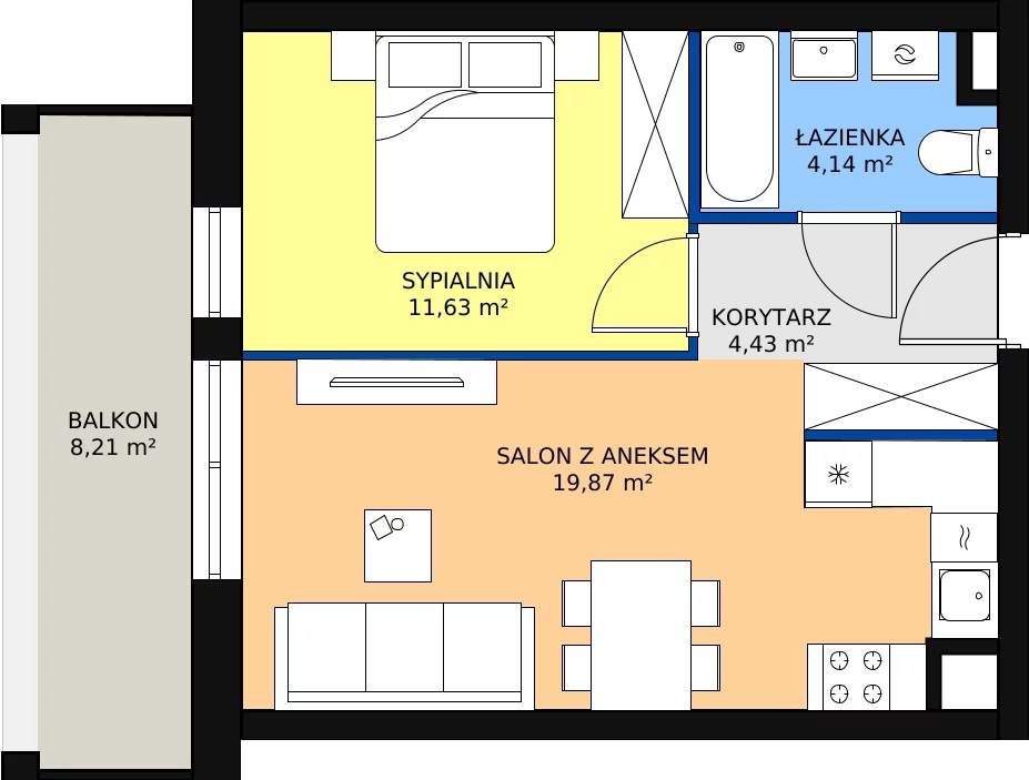 Zalety mieszkania 40.07 m², B1 - B128