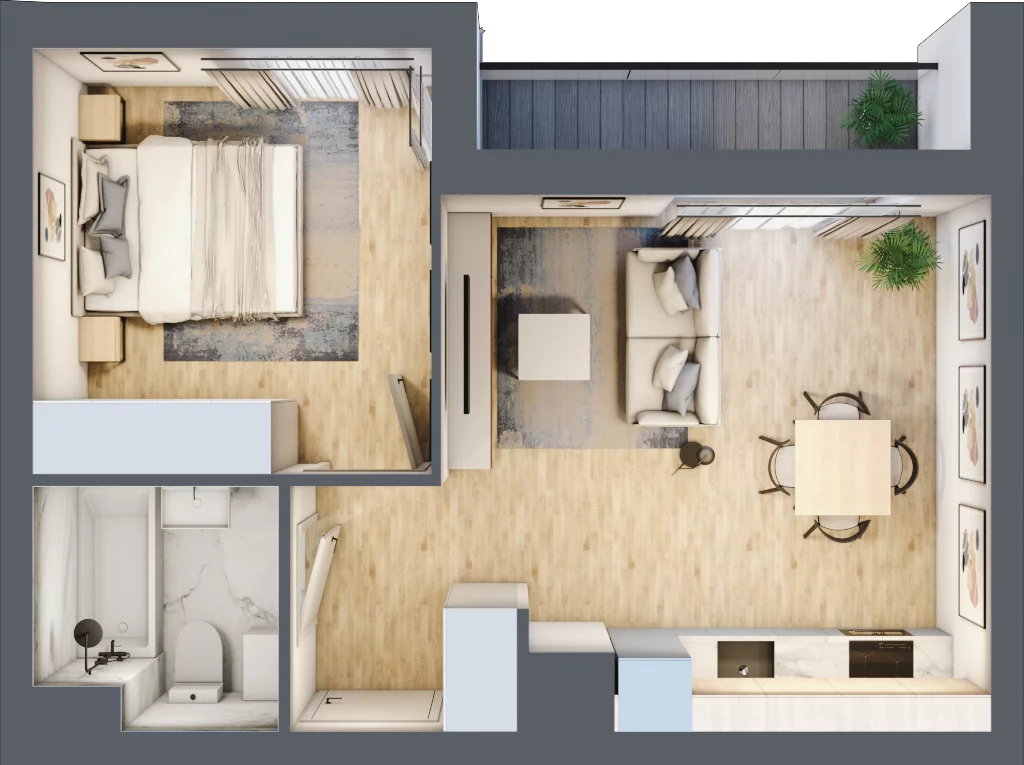 2 pokoje, mieszkanie 36,70 m², piętro 7, oferta nr B1, Warszawski Świt Etap VIII, Warszawa, Targówek, Bródno, ul. Warszawski Świt 5