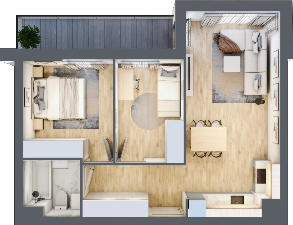 3 pokoje, mieszkanie 54,35 m², piętro 7, oferta nr B1, Warszawski Świt Etap VIII, Warszawa, Targówek, Bródno, ul. Warszawski Świt 5