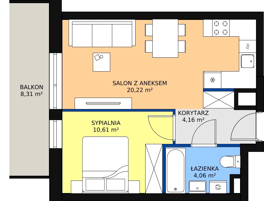 Zalety mieszkania 39.05 m², B1 - A057