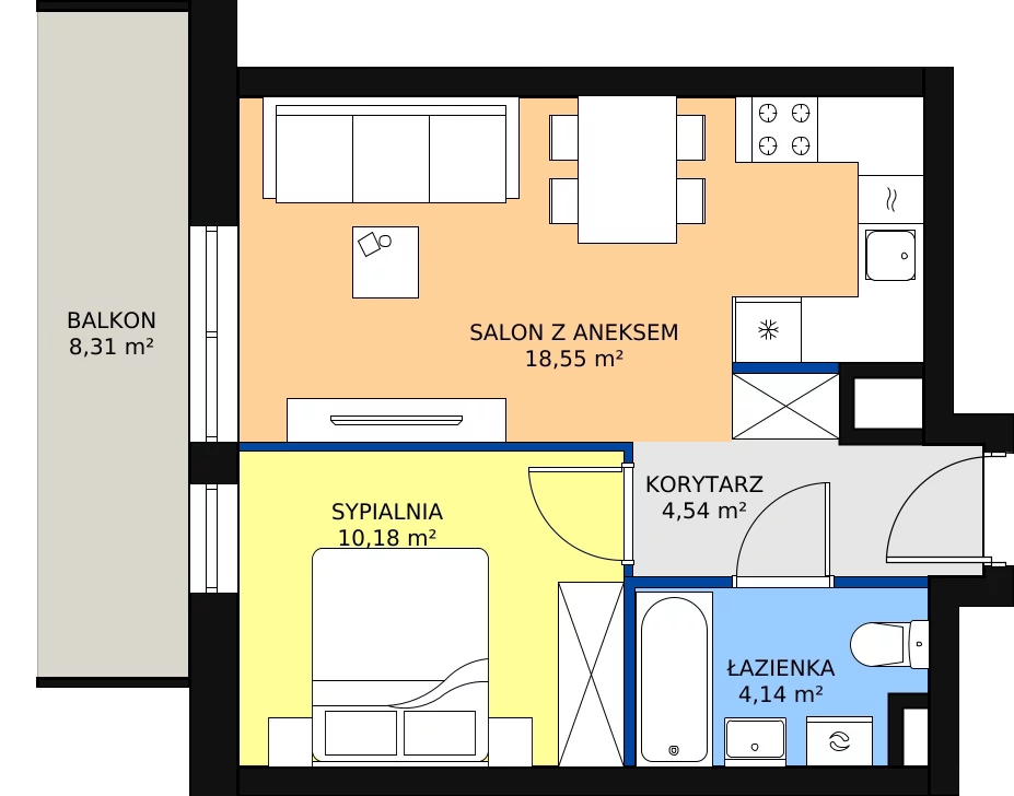 Zalety mieszkania 37.41 m², B1 - A058