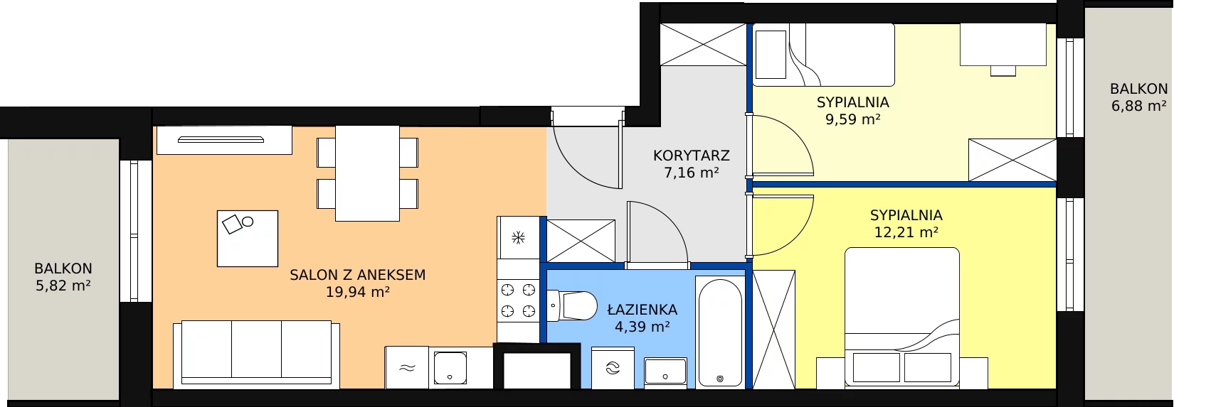 Zalety mieszkania 53.29 m², B1 - A060