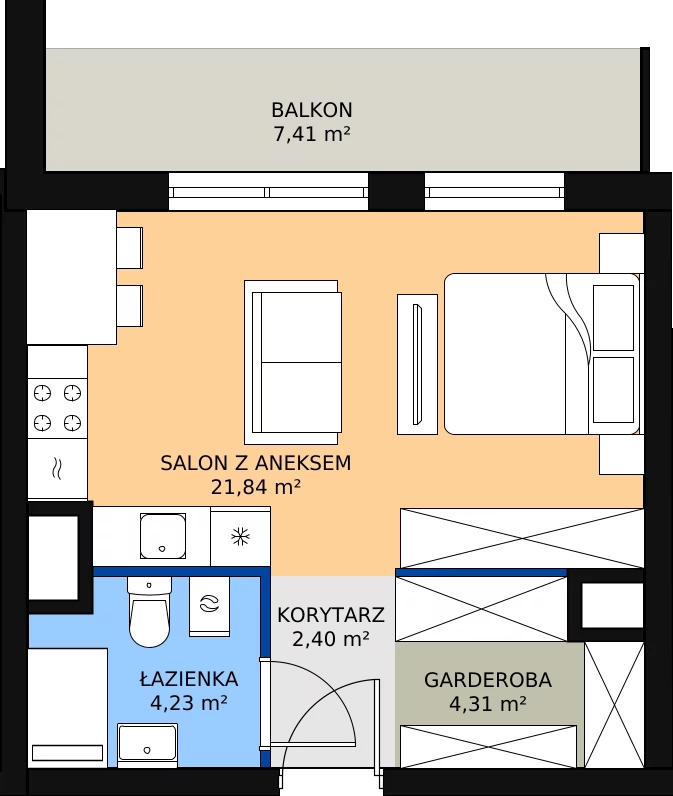 Zalety mieszkania 32.78 m², B1 - A061