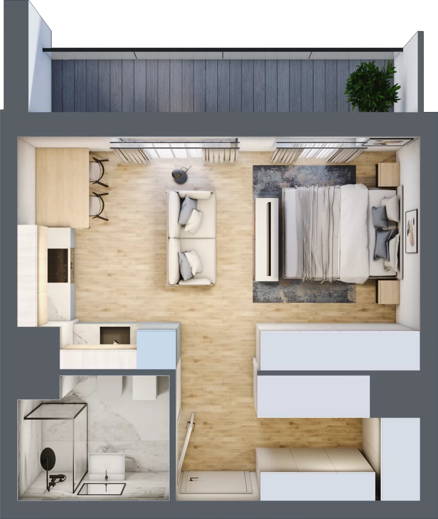 1 pokój, mieszkanie 32,78 m², piętro 8, oferta nr B1, Warszawski Świt Etap VIII, Warszawa, Targówek, Bródno, ul. Warszawski Świt 5