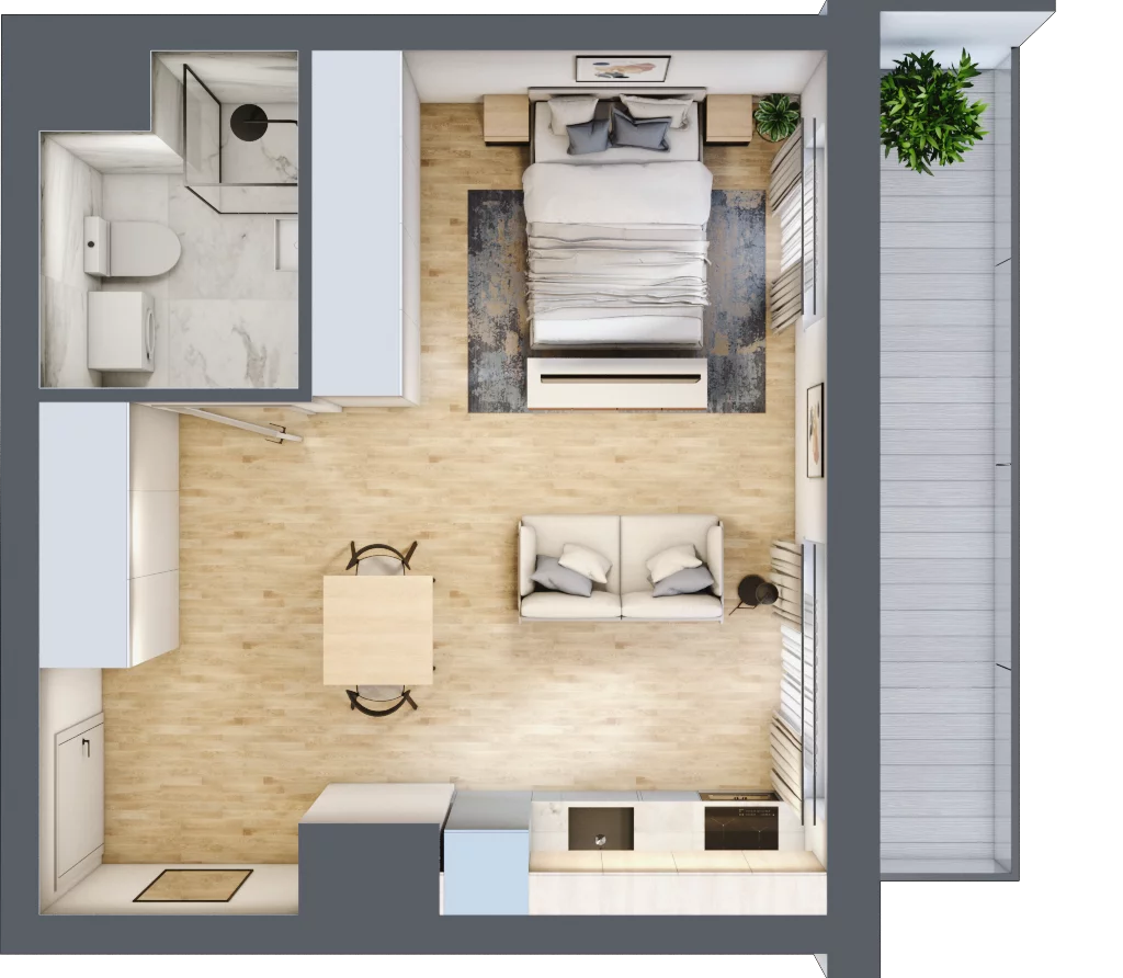 1 pokój, mieszkanie 32,70 m², piętro 8, oferta nr B1, Warszawski Świt Etap VIII, Warszawa, Targówek, Bródno, ul. Warszawski Świt 5