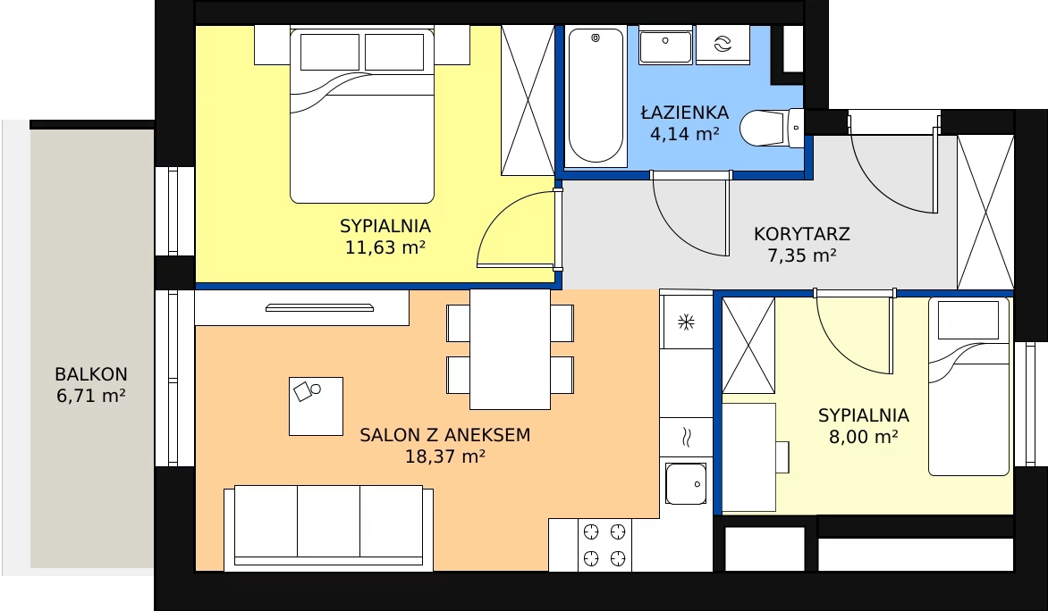 Zalety mieszkania 49.49 m², B1 - B138