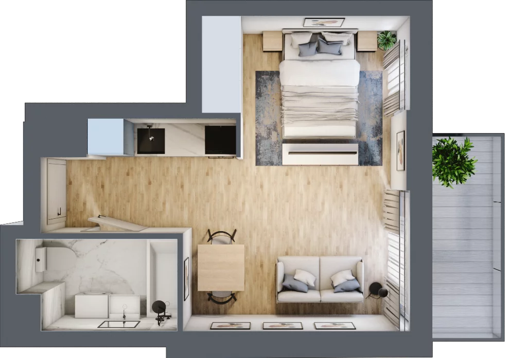 1 pokój, mieszkanie 27,56 m², piętro 2, oferta nr B2-A014, Warszawski Świt Etap IX, Warszawa, Targówek, Bródno, ul. Warszawski Świt 5