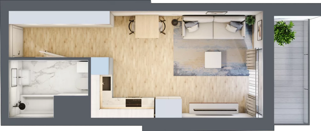 1 pokój, mieszkanie 29,97 m², piętro 2, oferta nr B2-A016, Warszawski Świt Etap IX, Warszawa, Targówek, Bródno, ul. Warszawski Świt 5