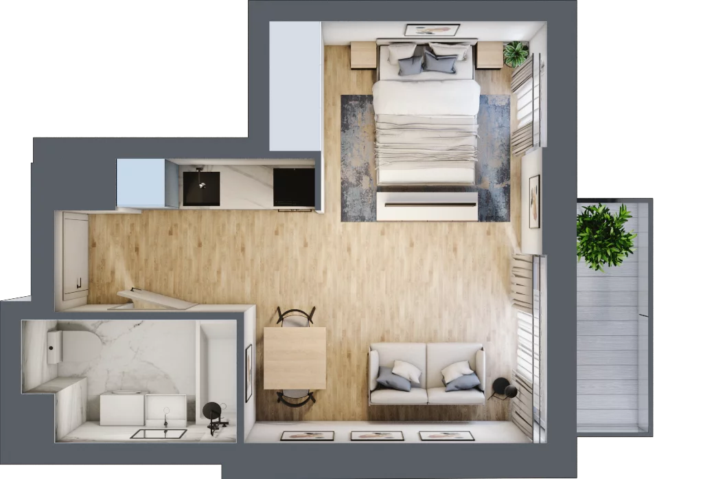 1 pokój, mieszkanie 27,56 m², piętro 3, oferta nr B2-A022, Warszawski Świt Etap IX, Warszawa, Targówek, Bródno, ul. Warszawski Świt 5